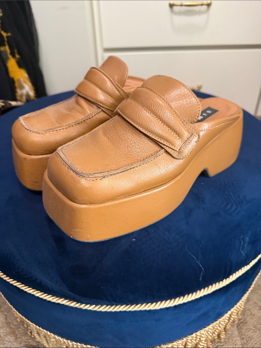 Simon Miller Tan Platform Loafer Mules